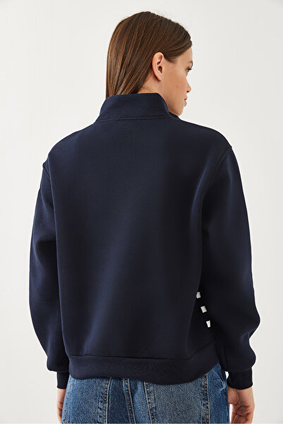 Bianco Lucci Dámská pruhovaná mikina s polovičním zipem 60351005