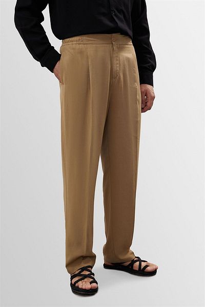 Antioch Light Mink High Waist Pleated Linen Blended Men's Trousers