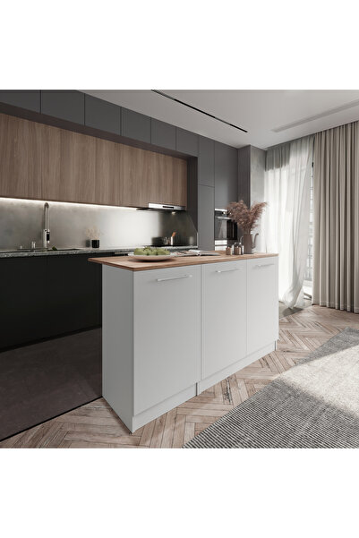 Tdesigno Katrina-katirinia Mutfak Adası -alt Modül-150 Cm Beyaz -tezgah Dahil