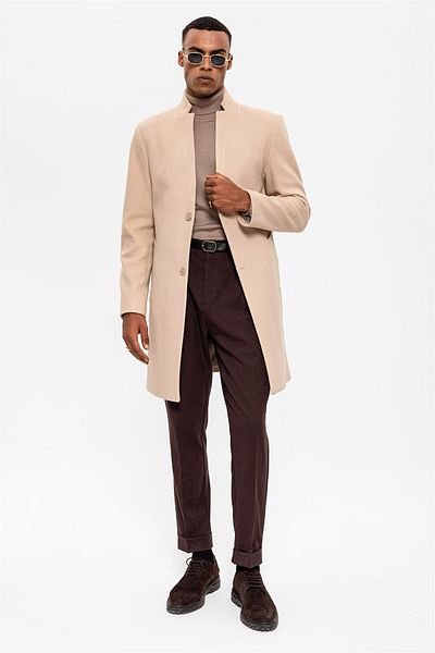 Antioch Beige Judge Collar Men's Coat