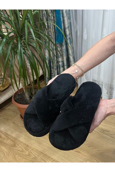 ZEYNEP SULTAN Winter Wool Cross Women's House Slippers