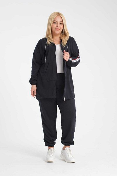 CNG MODA Women's Tomy Zippered Hooded Large Size Tracksuit Set