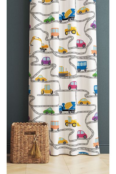 3D ELSE HALI Boy's Room - Traffic Pattern, Background Curtain, 140X260Cm