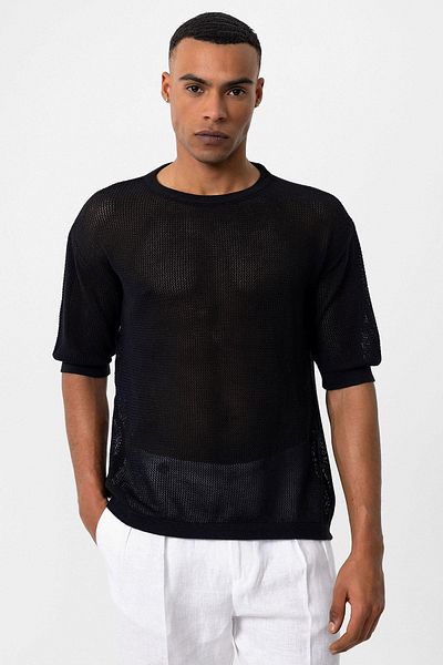 Antioch Openwork Black Oversize Men's T-shirt
