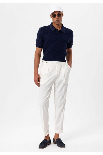Antioch Men's Polo Neck Navy Blue Slim Fit T-shirt