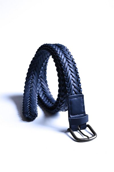 Antioch Navy Blue Faux Leather Knitted Men's Belt