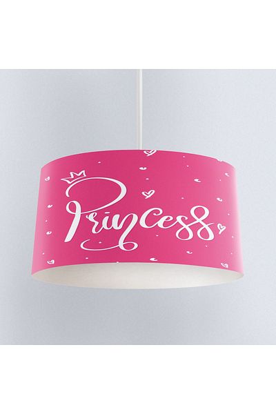 3D ELSE HALI Pink and White Princess Written Patterned Girl's Pendant Lamp Chandelier Model