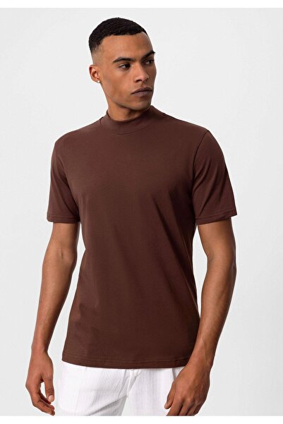 Antioch Kahve Slim Fit Basic T-Shirt