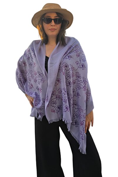 leillART وشاح شال مصنوع يدويًا بنمط الزهور باللون الأرجواني