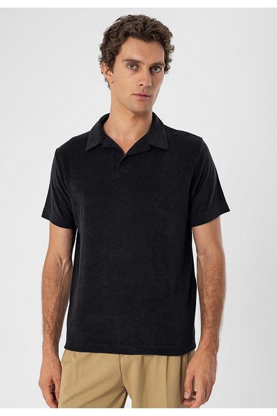 Antioch Μαύρο ανδρικό μπλουζάκι Terry Fabric