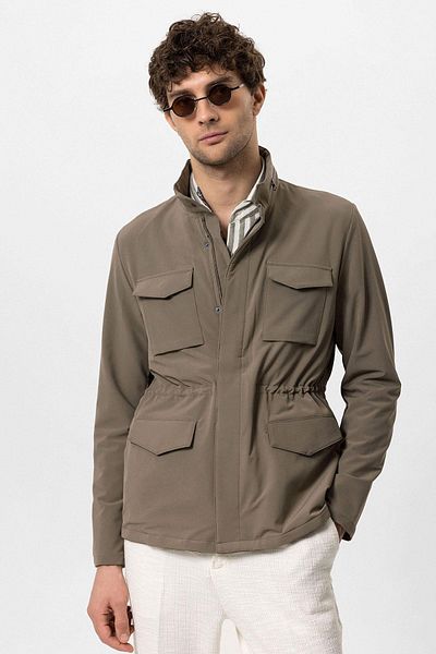 Antioch Khaki Stand Collar Safari Men's Coat