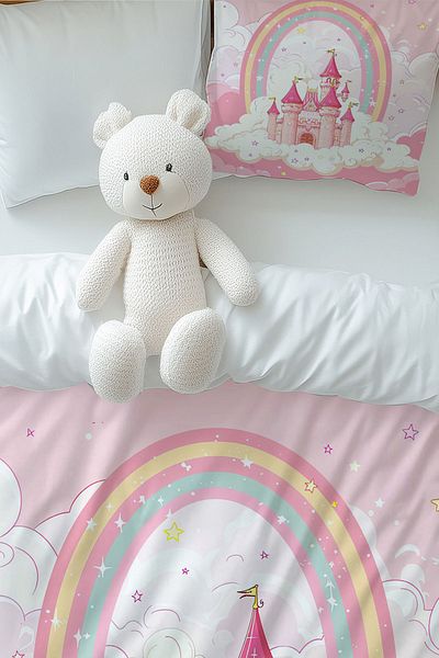 3D ELSE HALI Single Pink Patterned Girl's Duvet Cover and Pillow Set