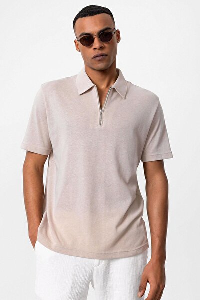 Antioch Stone Polo Neck Zippered Men's T-Shirt