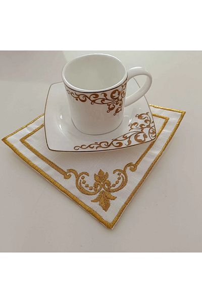 Çt Çeyizci Tekstil 6 τεμάχια χαρτοπετσέτας παρουσίασης χρώματος καφέ - κοκτέιλ και σουβέρ