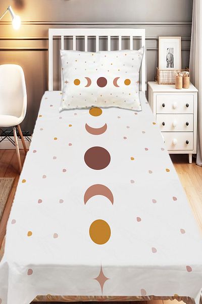 Else Halı Minimal Moon Star Patterned Girl's Decorative Printed Bedspread