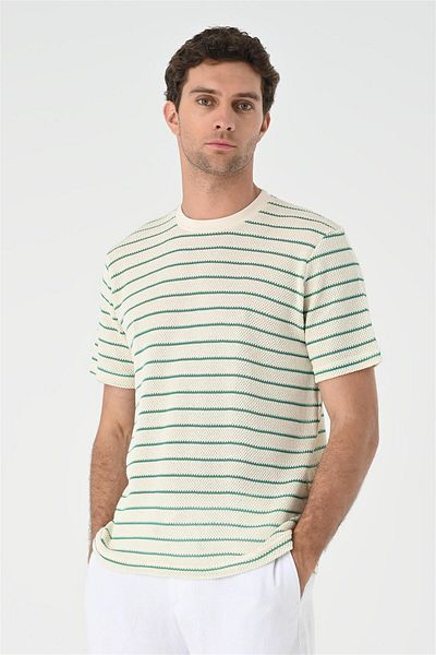 Antioch Duck Green Striped Knitted Men's T-shirt