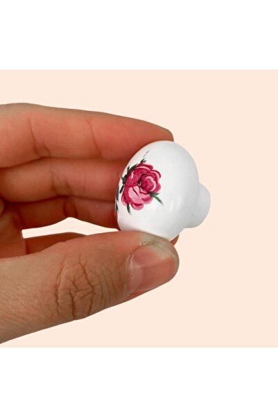 GLASWEN 8 τεμάχια με ροζ ροζ σχέδιο - Λευκό πολυμερές σετ λαβών επίπλων από φελλό