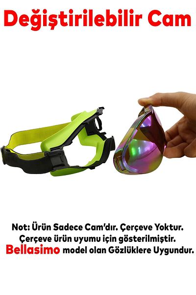 Badem10 Bellasimo Rimless Ski Goggles Lens Changeable Glass Antifog Sun Snow Goggles Glass Rainbow
