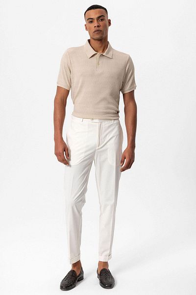 Antioch Beige Slim Fit Polo Neck Men's T-Shirt