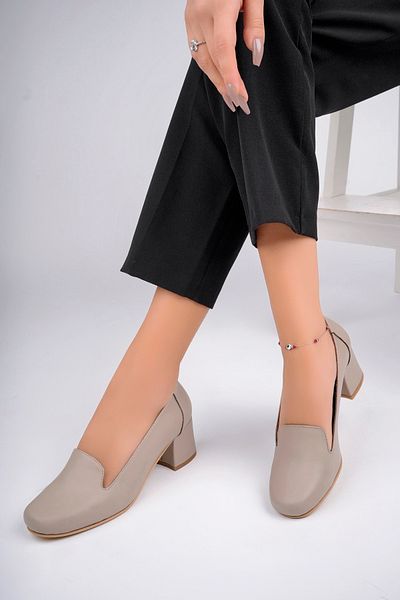 Deripabuc Genuine Leather Mink Women's Heeled Leather Shoes Shn-1069