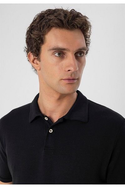 Antioch Black Polo Neck Slim Fit Men's T-shirt