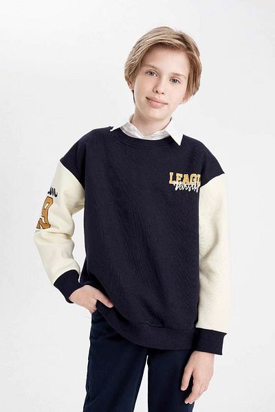 DeFacto Dfc - Boy's Crew Neck Printed Oversize Sweatshirt