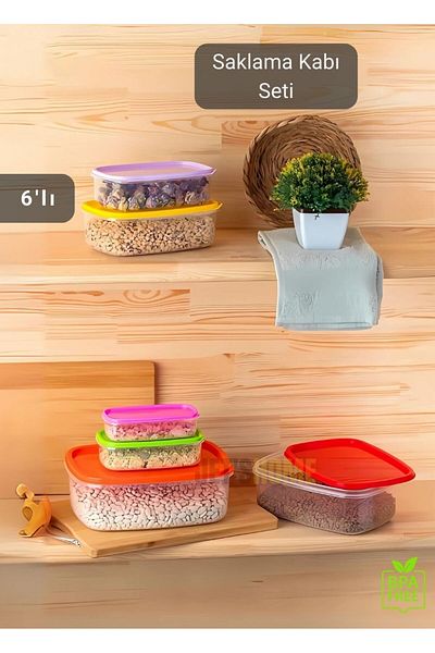 Jet's Home Set of 6 Bpa Free Food Container and Refrigerator Door