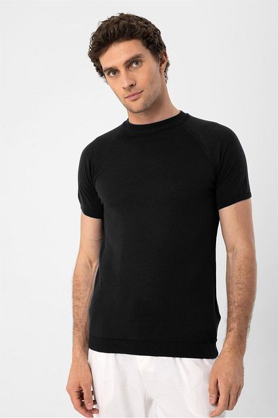 Antioch Black Crew Neck Knitwear T-Shirt