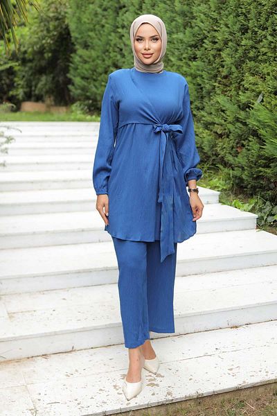 MİSSKAYLE Σετ Hijab Indigo με πλαϊνή δέση