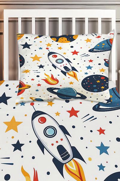 Else Halı Galaxy Stars Space Patterned Boys' Decorative Printed Bedspread