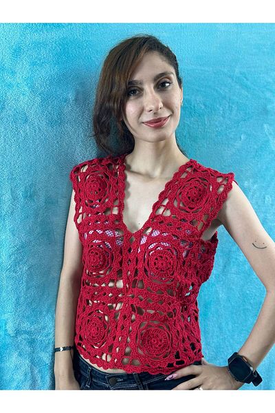Gönülden Tasarım Motifed Hand Knitted Women's Sweater Blouse