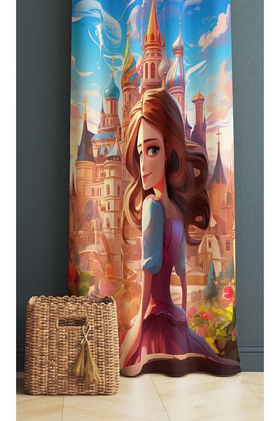 3D ELSE HALI Patterned Princess Şatalu Girl's Room - Background Curtain 140X260Cm