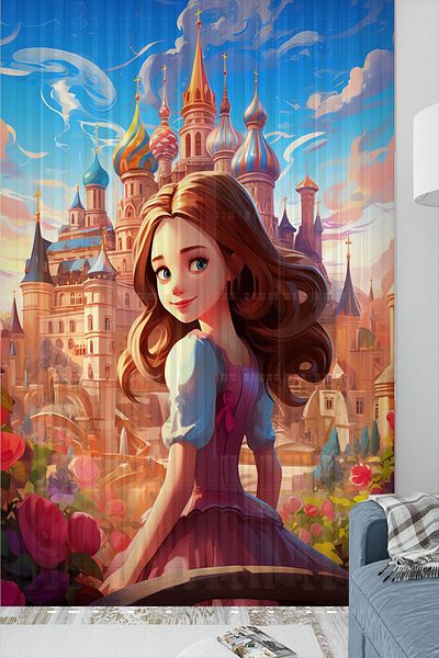 3D ELSE HALI ستارة الأميرة شاتالو منقوشة للفتيات من التول بجناح واحد 140x260 سم