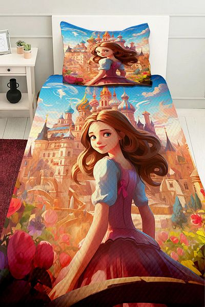 3D ELSE HALI Single Pique Set - Princess Shawl Patterned, Quilted Bedspread