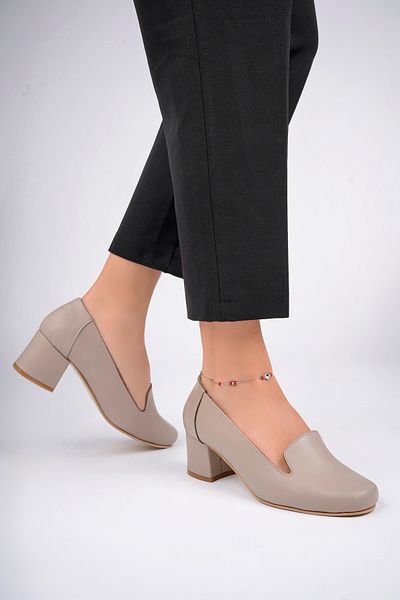 Deripabuc Genuine Leather Mink Women's Heeled Leather Shoes Shn-1069