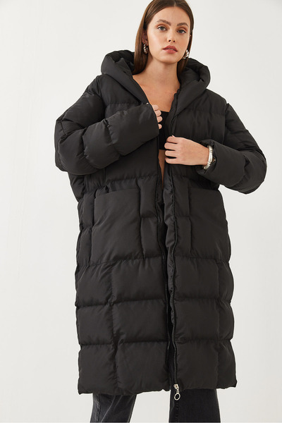 Bianco Lucci Dámská oversize bunda Puffer s kapucí a kapsami 3701 60351016