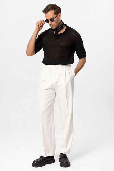 Antioch Openwork Black Polo Neck Men's T-shirt