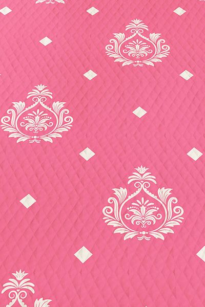 3D ELSE HALI Retro Pink and White Patterned Girl's Pique Set - Quilted Bedspread