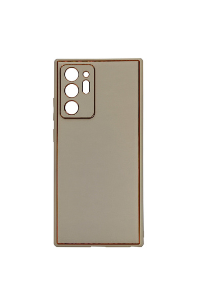 Nettech Samsung Galaxy Note 20 Ultra Uyumlu Coco Leather Seri Arka Koruma Kılıf - Gold