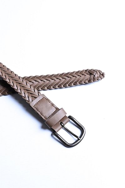 Antioch Light Brown Faux Leather Knitted Men's Belt