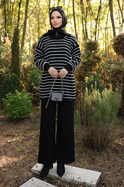 Kirazgym Horizontal Line Beard Detailed Knitwear Set