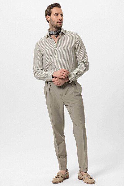 Antioch Haki Çizgili Erkek Gömlek