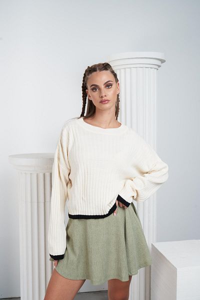 citycenterfashion Pulover de damă cu model în dungi cu nervuri cty-abr-7342