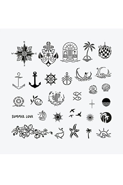 Airbrush Tattoo Bodrum City Pack Geçici Dövme Şablon Seti 30 Desen Spreysiz S...