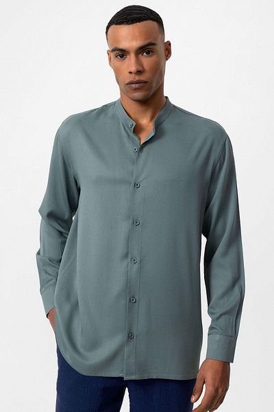 Antioch Men's Green Judge Collar Regular Fit Shirt