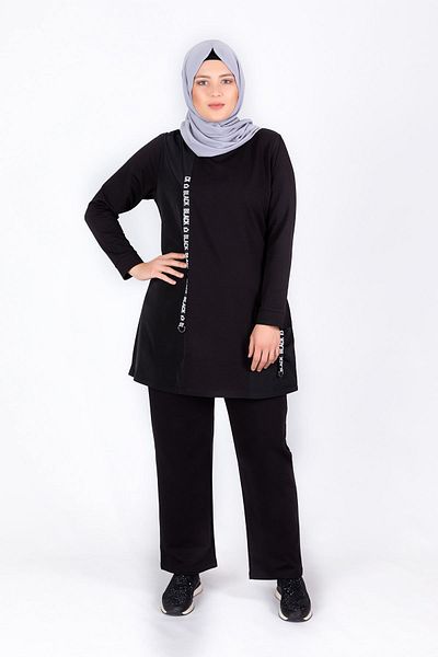 Moda Rosa 22k35026 - Black - Plus Size Double Set