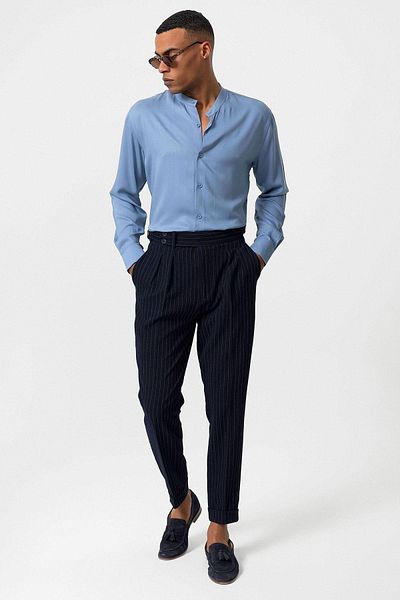 Antioch Baby Blue - Men's Regular Fit High Collar Shirt