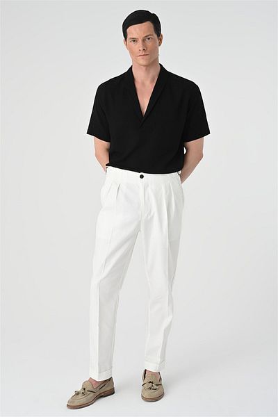 Antioch Black Relax Fit Shawl Collar Short Sleeve Men's Shirt