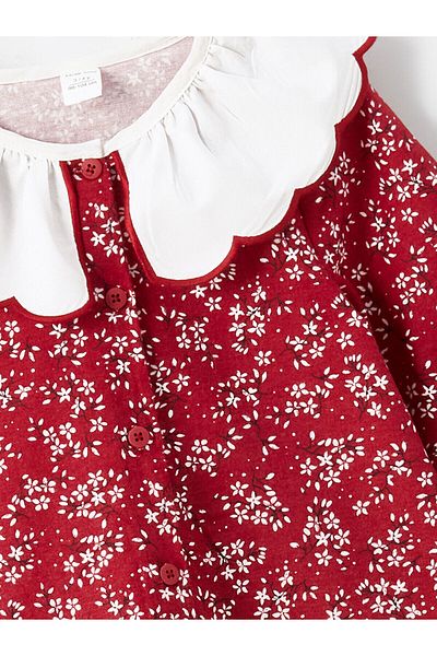 LC Waikiki Lw - Baby Collar Long Sleeve Floral Girl's Dress