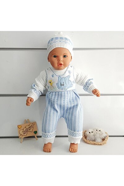 bebegen Fil Desenli Triko 3 Lü Erkek Bebek Takım